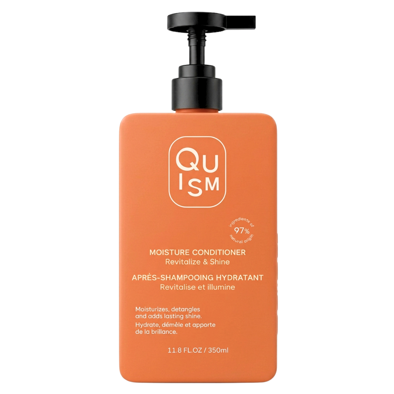 Orange conditioner bottle with black pump