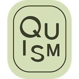 'Quism' logo on a light green background